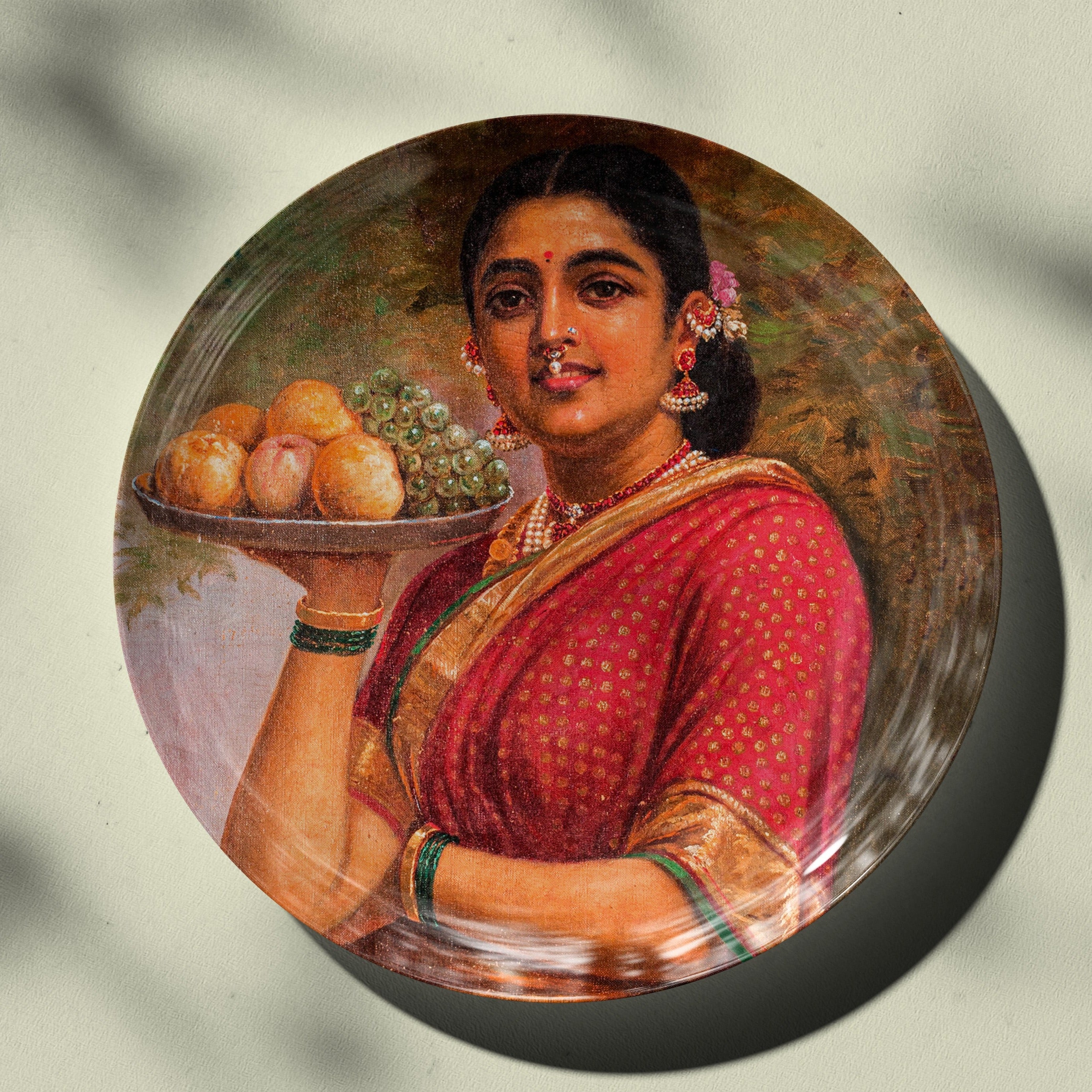 Madri or the Maharashtrian Lady with Fruit by Ravi Varma Ceramic Plate ...