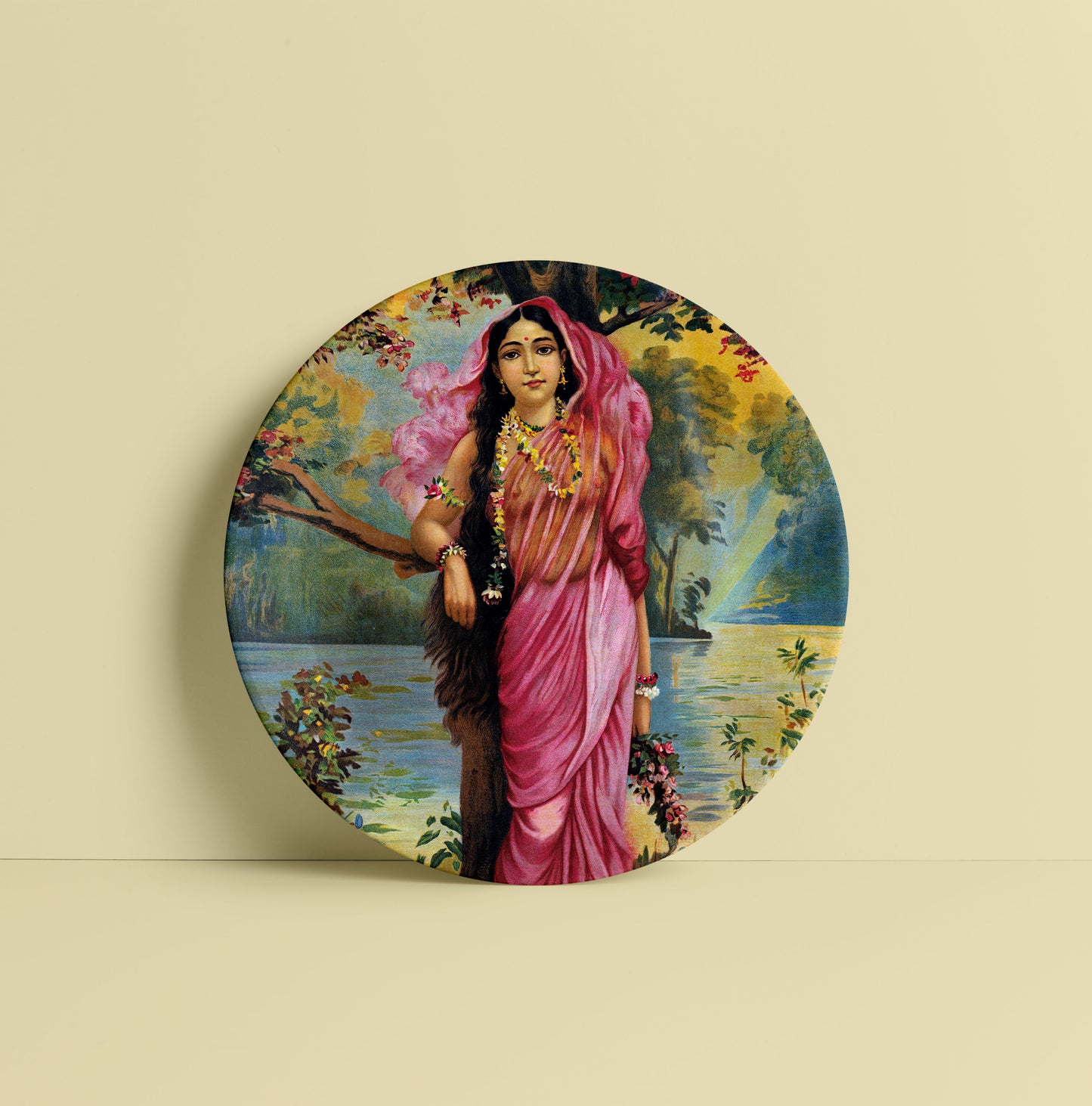 Vasantika by Ravi Varma Ceramic Plate for Home Decor