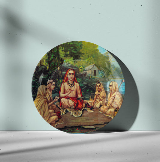 Adi Shankaracharya by Ravi Varma Ceramic Plate for Home Decor