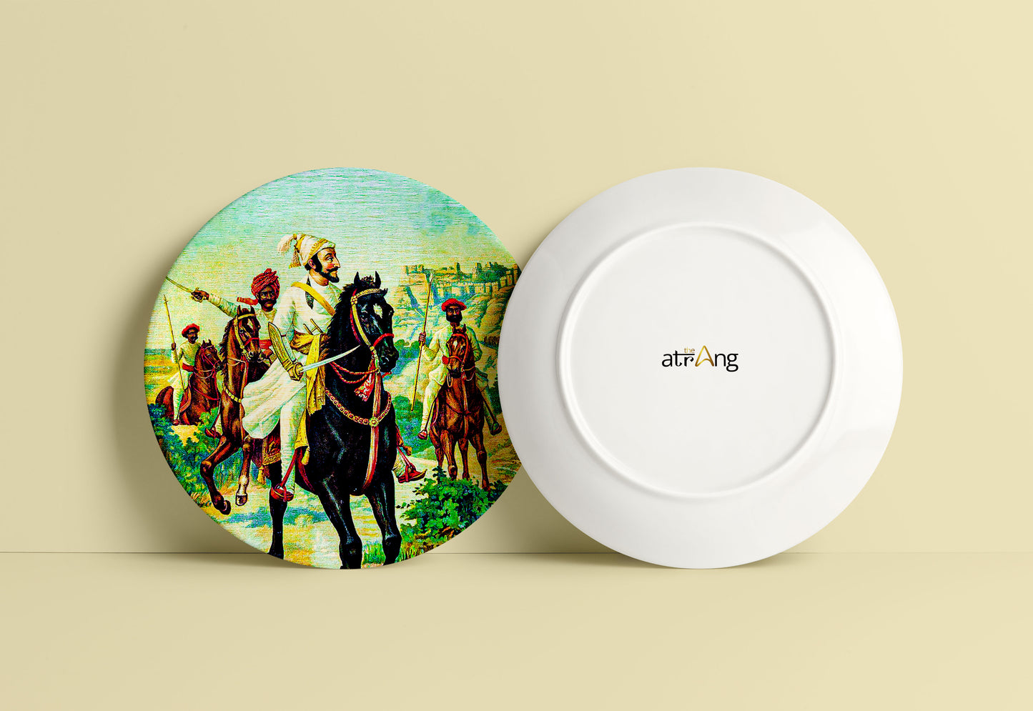 Chattrapati Shivaji Maharaj with Sant Tukaram by Ravi Varma Ceramic Plate for Home Decor