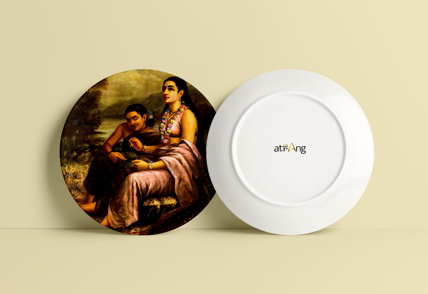 Shakuntala's love letter to King Dushyanta by Ravi Varma Ceramic Plate for Home Decor