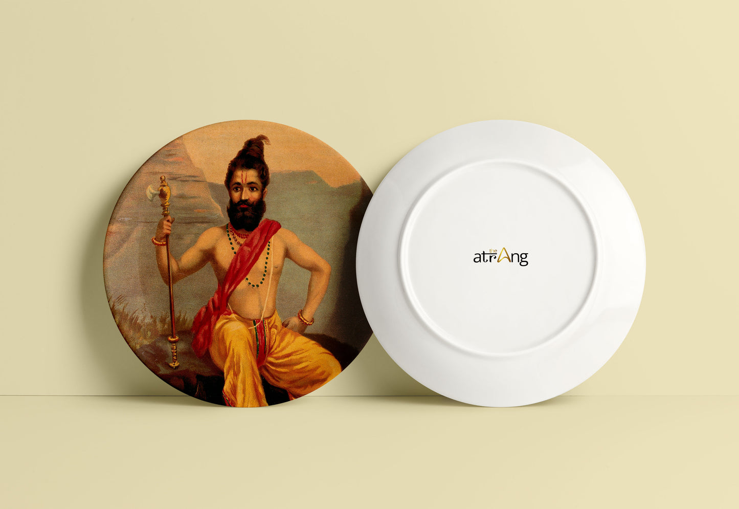 Vishnu's sixth avatar Parashu Rama by Ravi Varma Ceramic Plate for Home Decor
