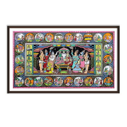 Ram Darbar Pattachitra Art for your Home Decor by The Atrang in Brown Color Frame