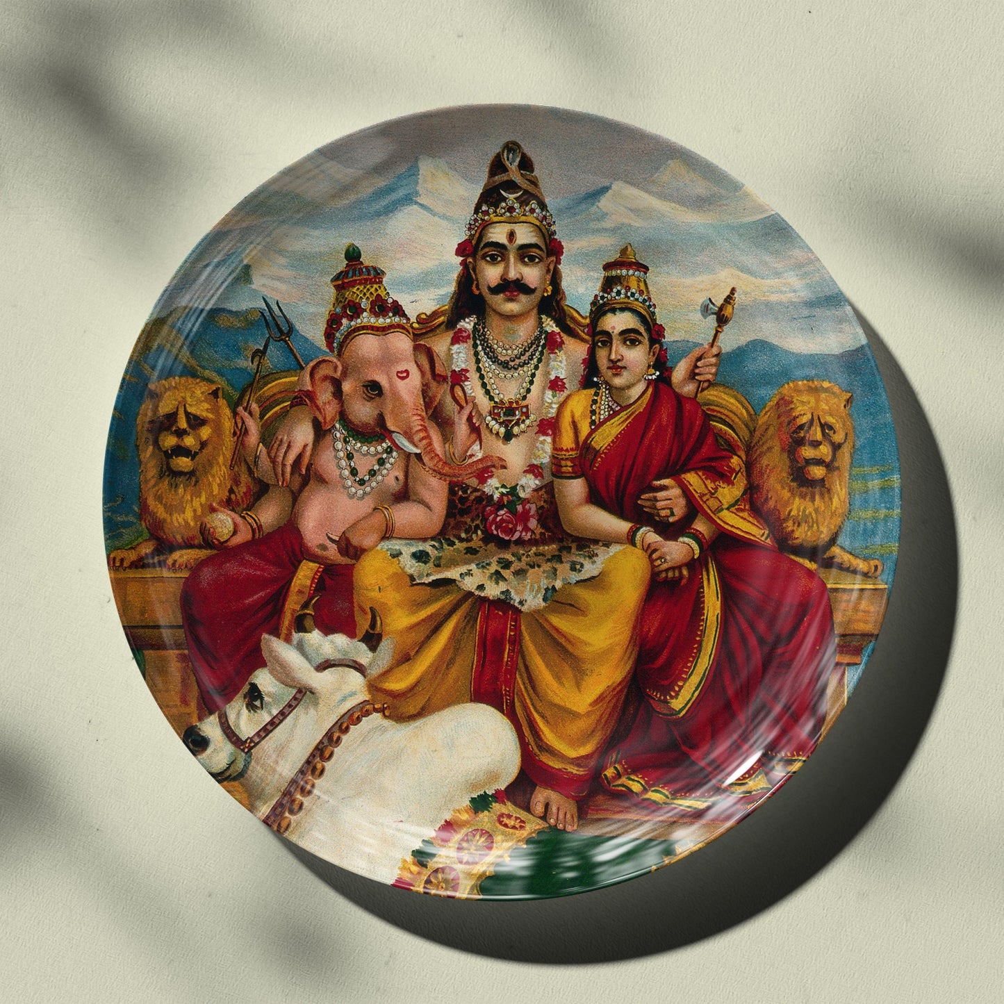 Vishnu & Shiv with his wives Wall Plate Sets by The Atrang