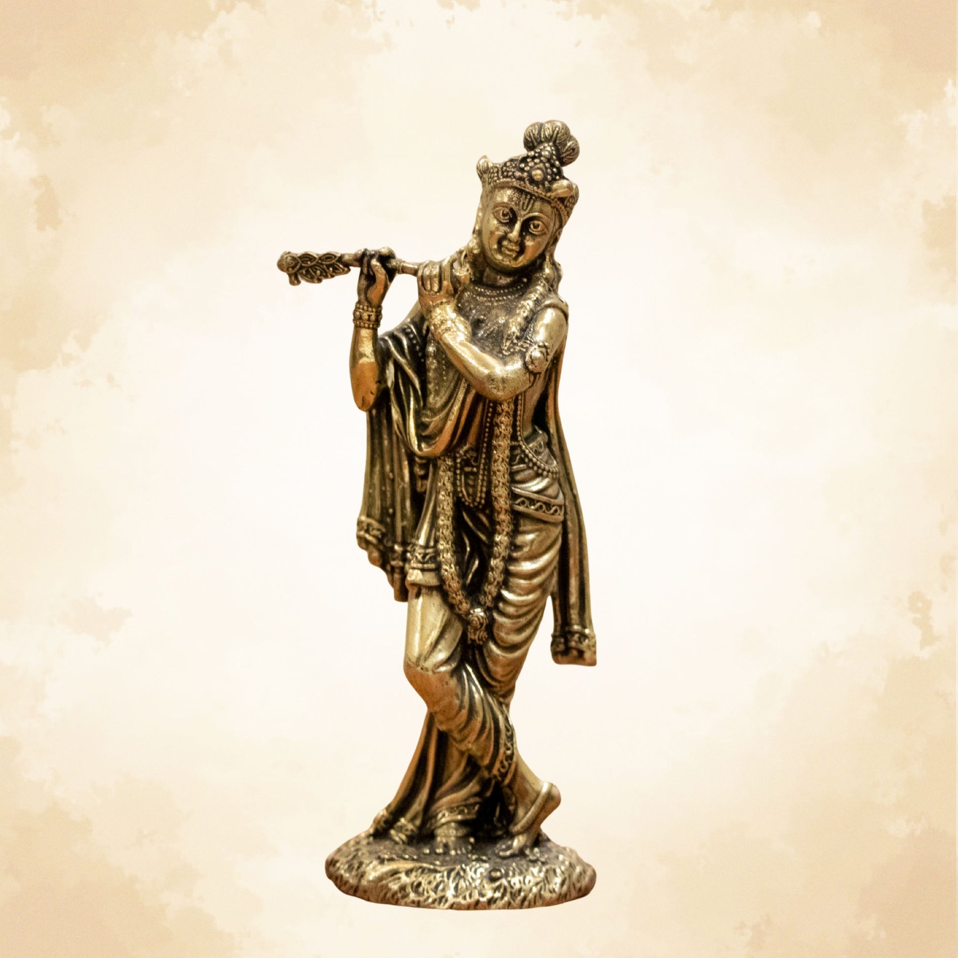 Shri Krishna with a full brass statue or idol for home decor and pooja by The Atrang