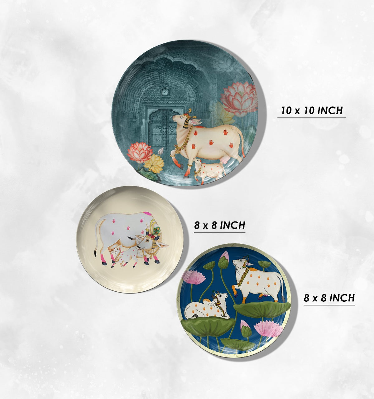 Grace of Gau Mata – Spiritual Cow Wall Plates (Set of 3)