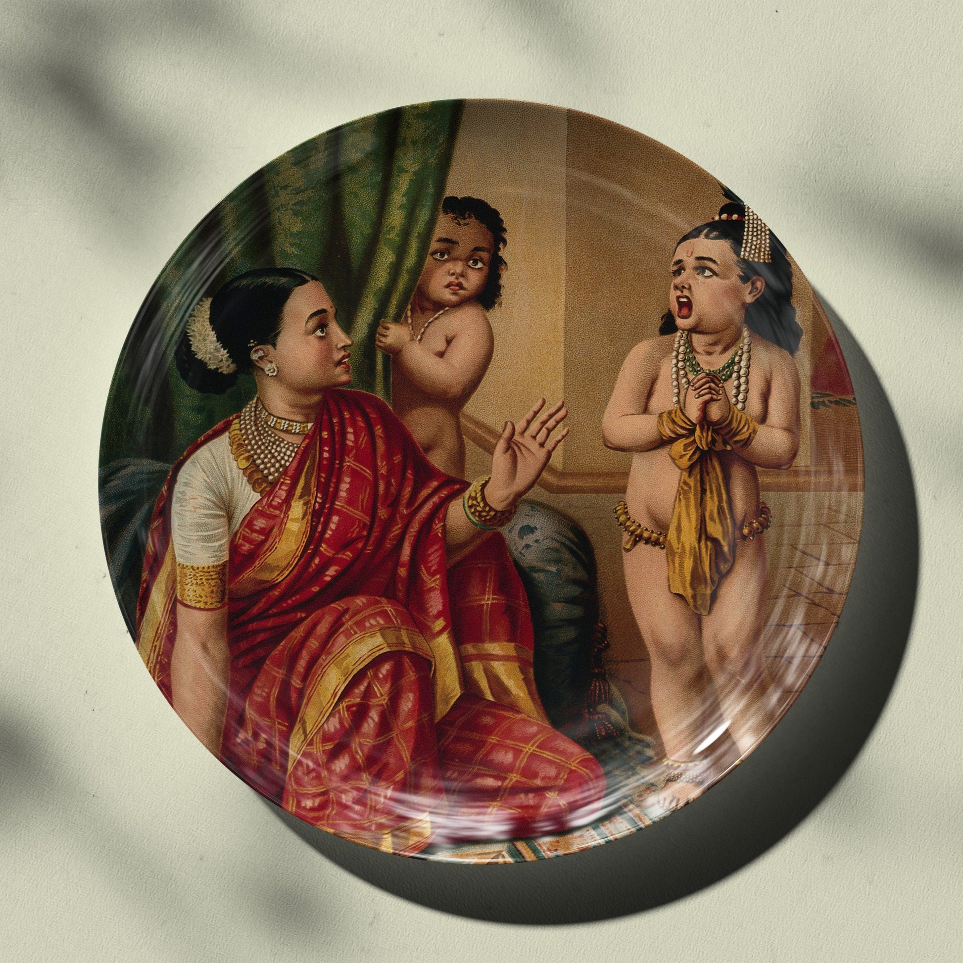 Yashoda and Krishna Ceramic Wall Decor Plate by Atrang of Raja Ravi varma