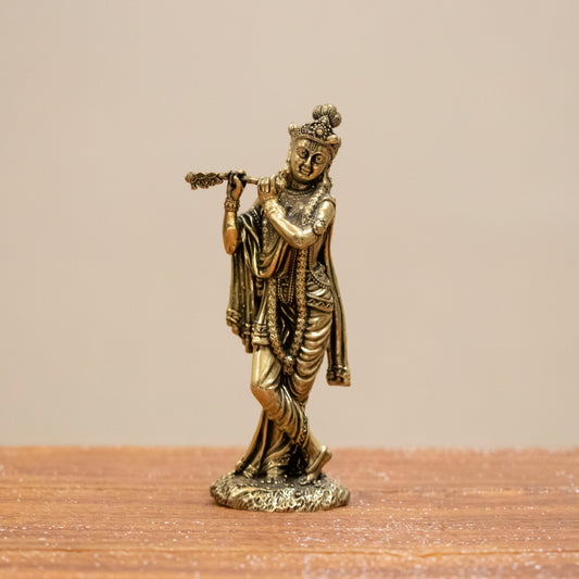 Elegant Lord Krishna Brass Idol – Bring Home Divine Grace & Serenity - 5 Inches