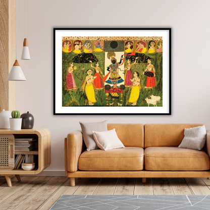 Worship of Shri Nathji | Shreenath ji Framed Wall Art - The Atrang