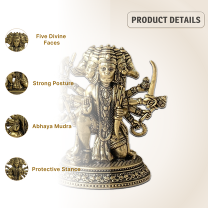 Panchmukhi Hanuman Brass Idol - For Protection & Power