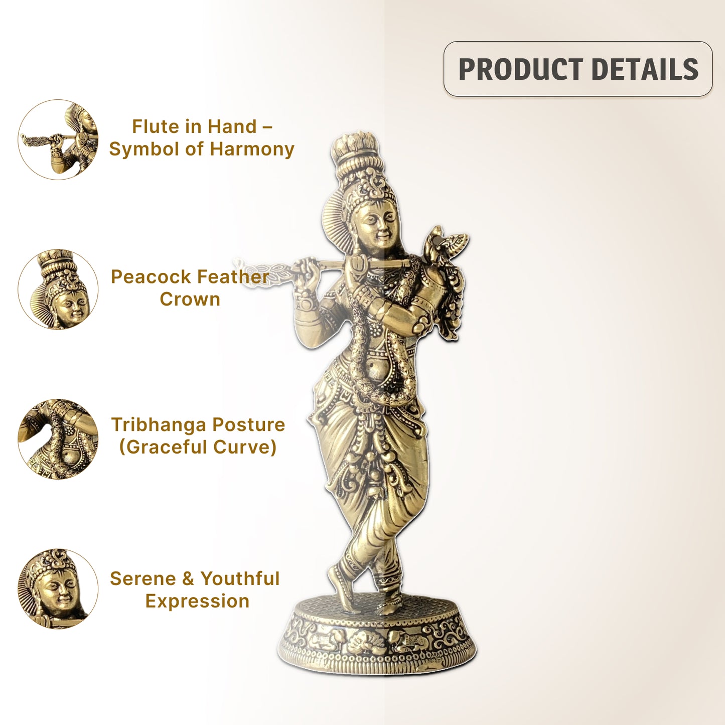 Elegant Lord Krishna Brass Idol – Bring Home Divine Grace & Serenity
