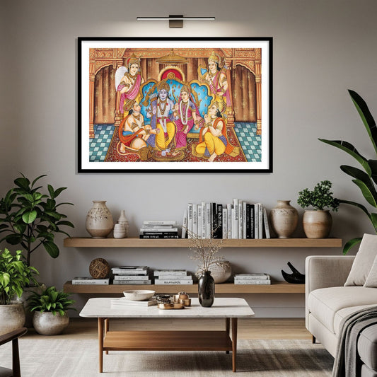 Ram Parivaar (Ram & Sita) framed artwork for home wall decor by The Atrang