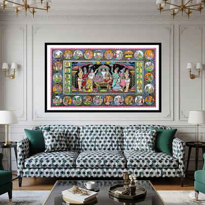 Ram Darbar Sacred Pattachitra Art Painting for Wall Home Decor