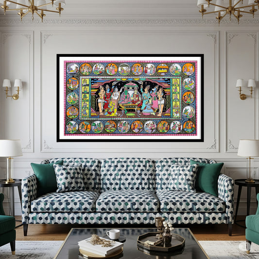 Ram Darbar Sacred Pattachitra Art Painting for Wall Home Decor