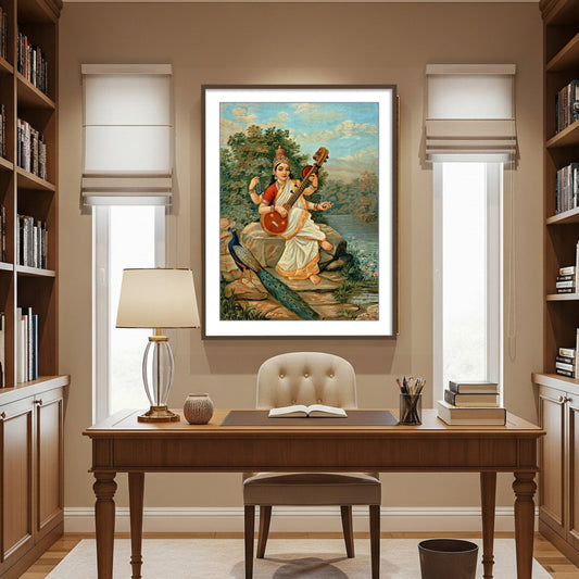 Goddess Saraswati Vastu Frame for Study room and office wall decor by The Atrang