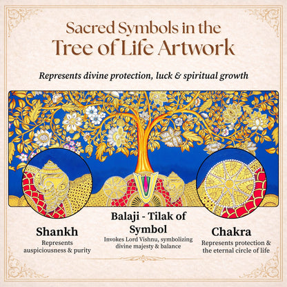 Tree of life symbols ofvishnu tilak, shankh and chakra meaning by the atrang