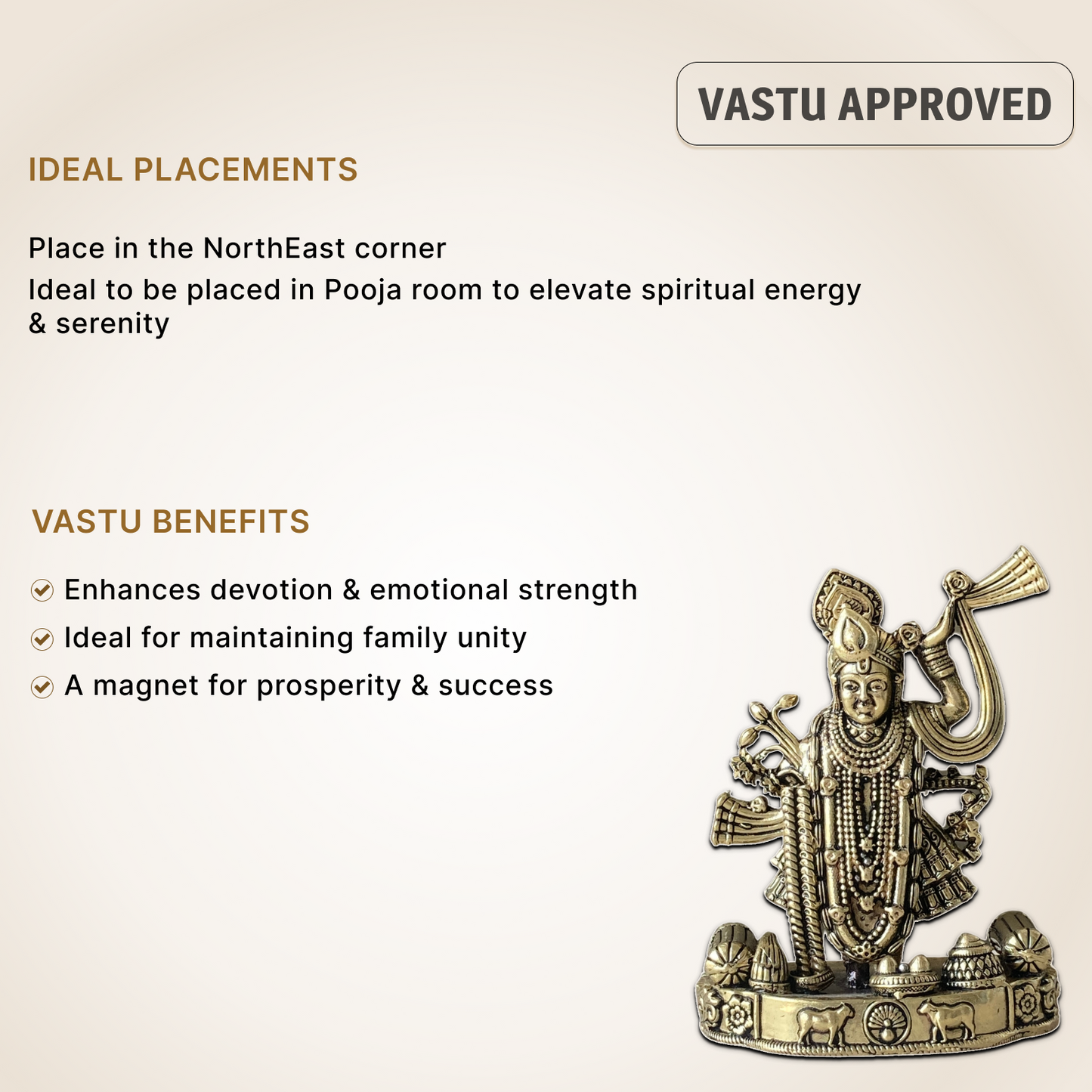 Elegant Shreenathji Brass Idol – Devotional Decor