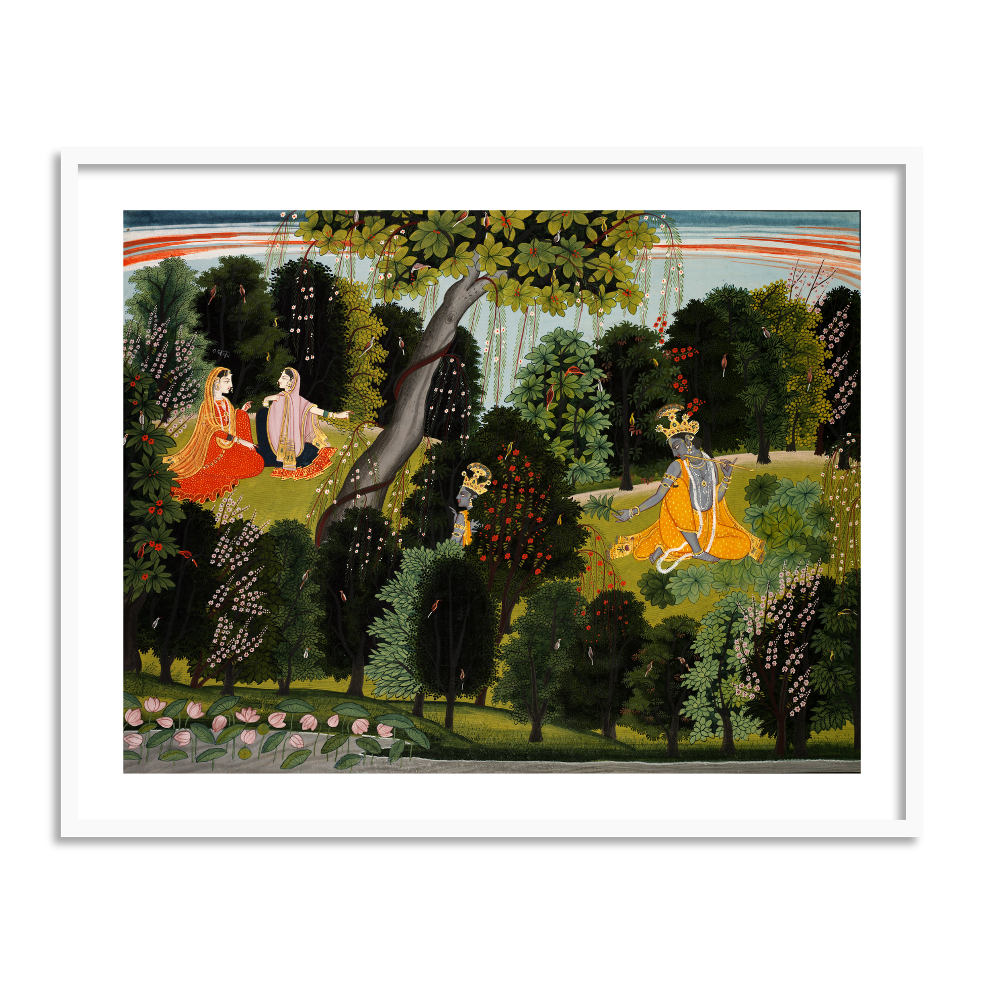 Radha and her Sakhi | Pichwai Traditional Folk Art for Wall Decor - The Atrang