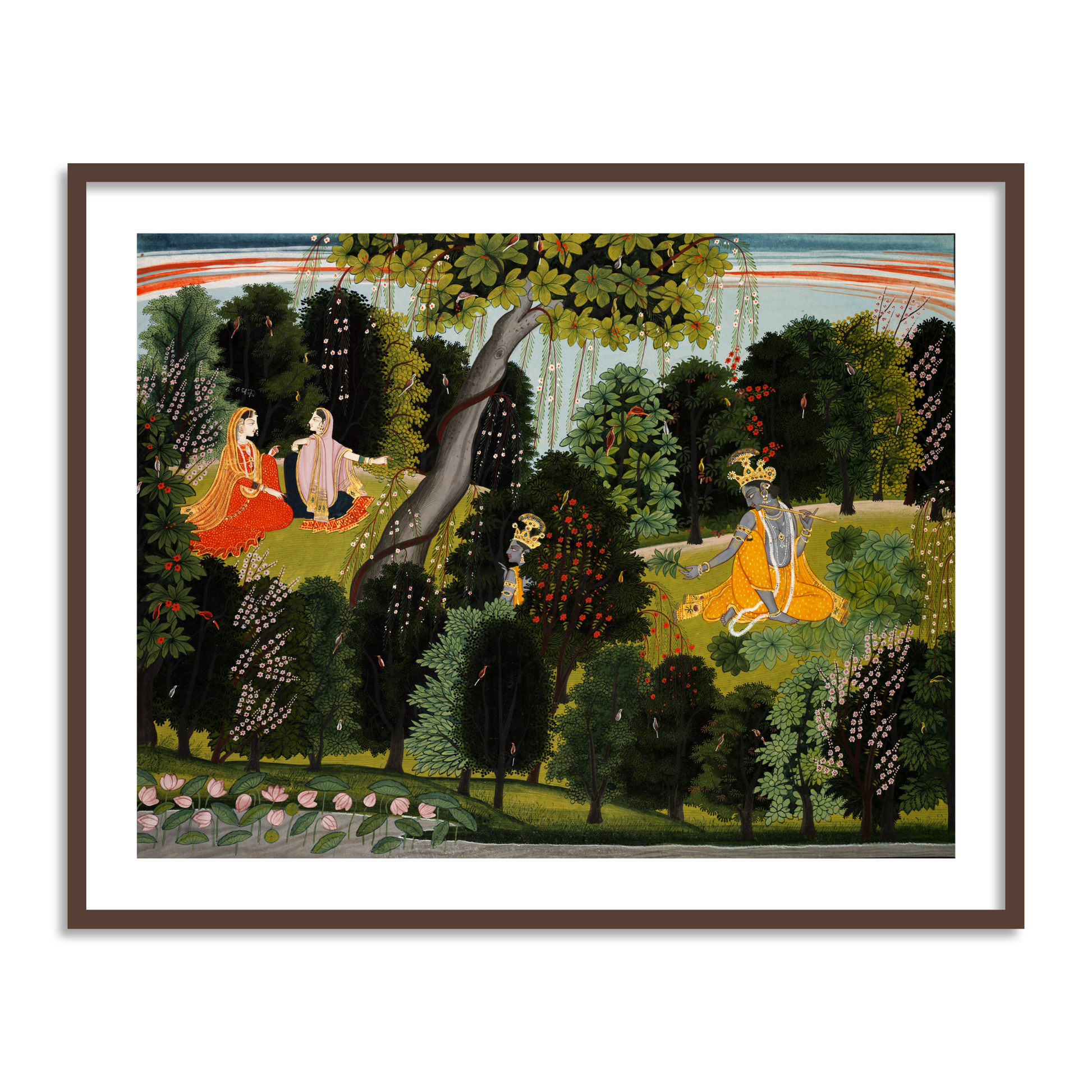 Radha and her Sakhi | Pichwai Traditional Folk Art for Wall Decor - The Atrang