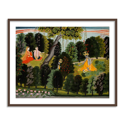 Radha and her Sakhi | Pichwai Traditional Folk Art for Wall Decor - The Atrang