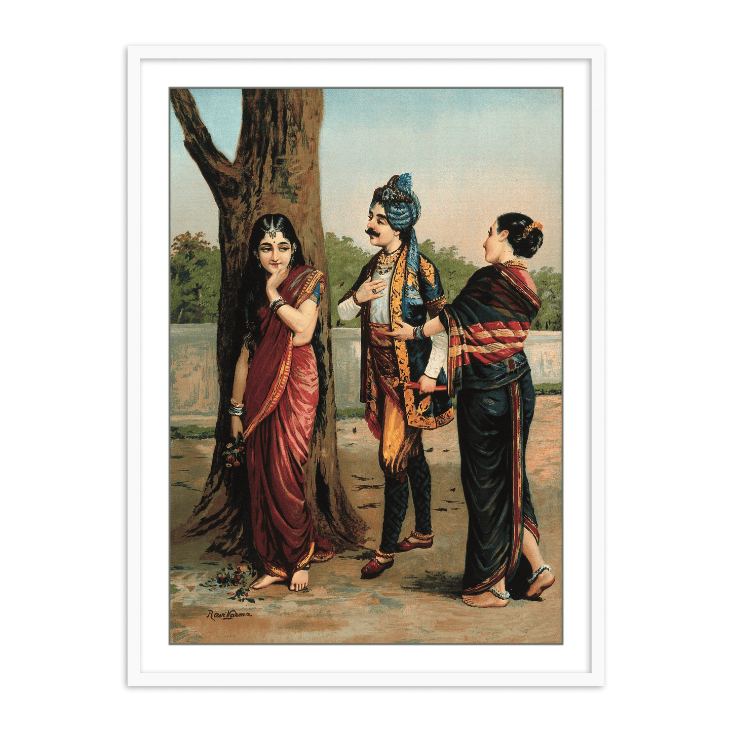 Ratudhvaja courting Madalasa by Raja Ravi Varma Wall Art Print for Home Decor