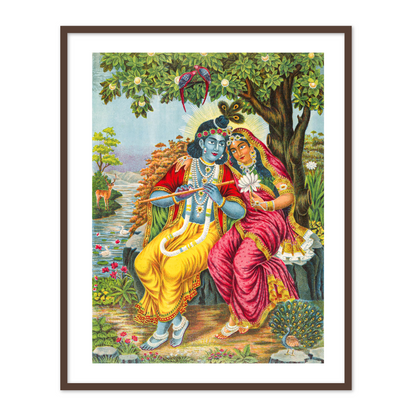 Radha Krishna at Vrindavan Framed Wall Art Painting