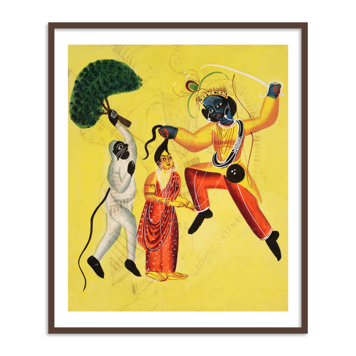 Rama and Hanuman Kailghat Framed Wall Art