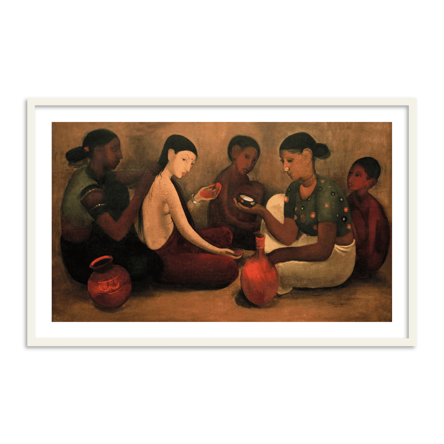 Bride's Toilet Famous Framed Wall Art Painting by Amrita Sher-Gil