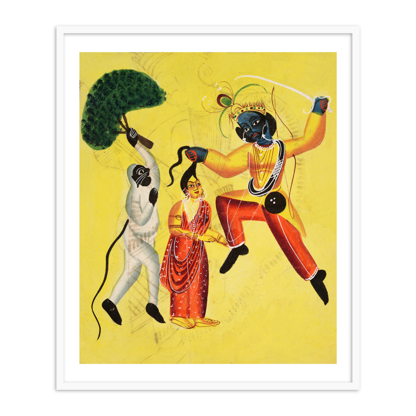 Rama and Hanuman Kailghat Framed Wall Art