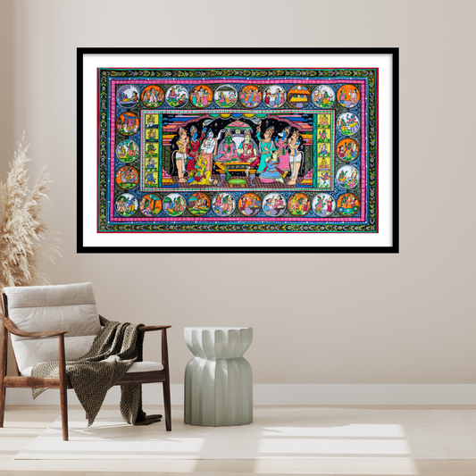 Ram Darbar Pattachitra Art | Ram ji story Pattachitra Framed Wall Art