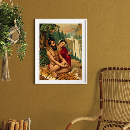 Menaka the nymph and the yogi, Vishwamitra by Raja Ravi Varma Wall Art for Decor