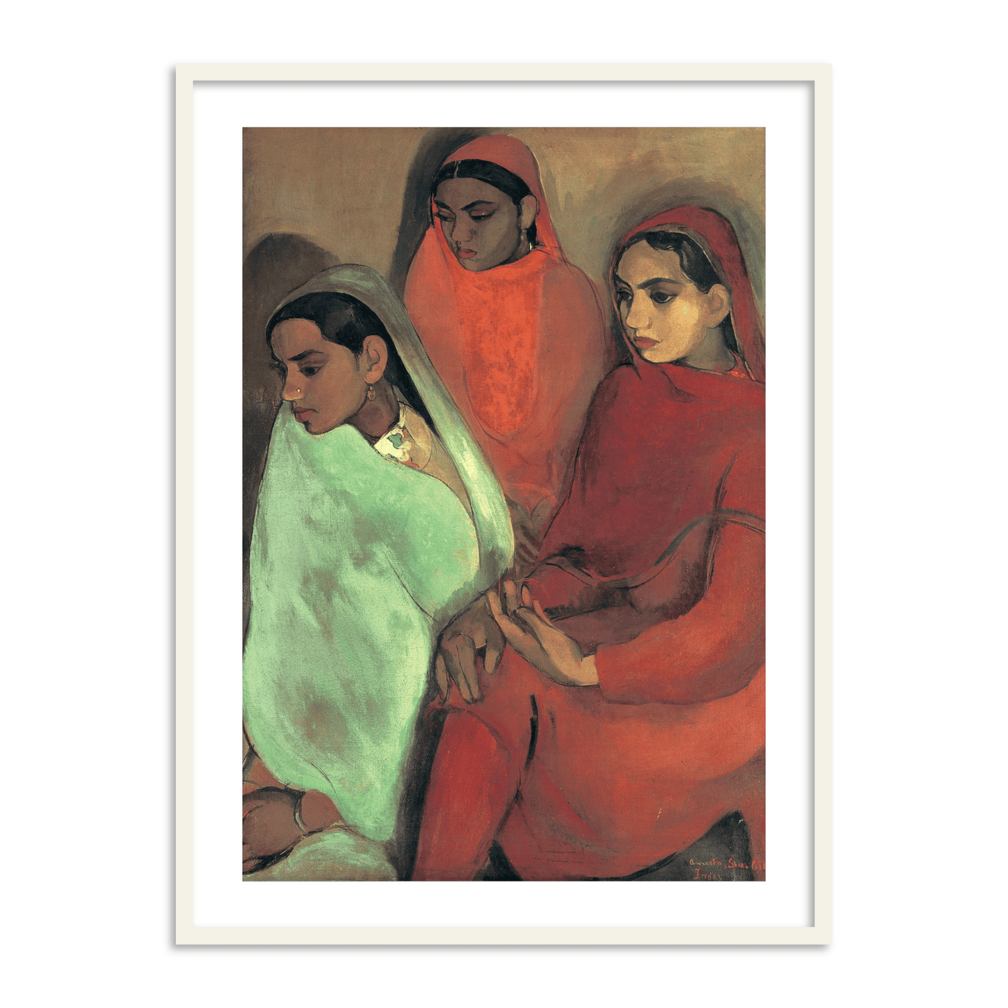 Group of Three Girls Famous Wall Painting by Amrita Sher Gil