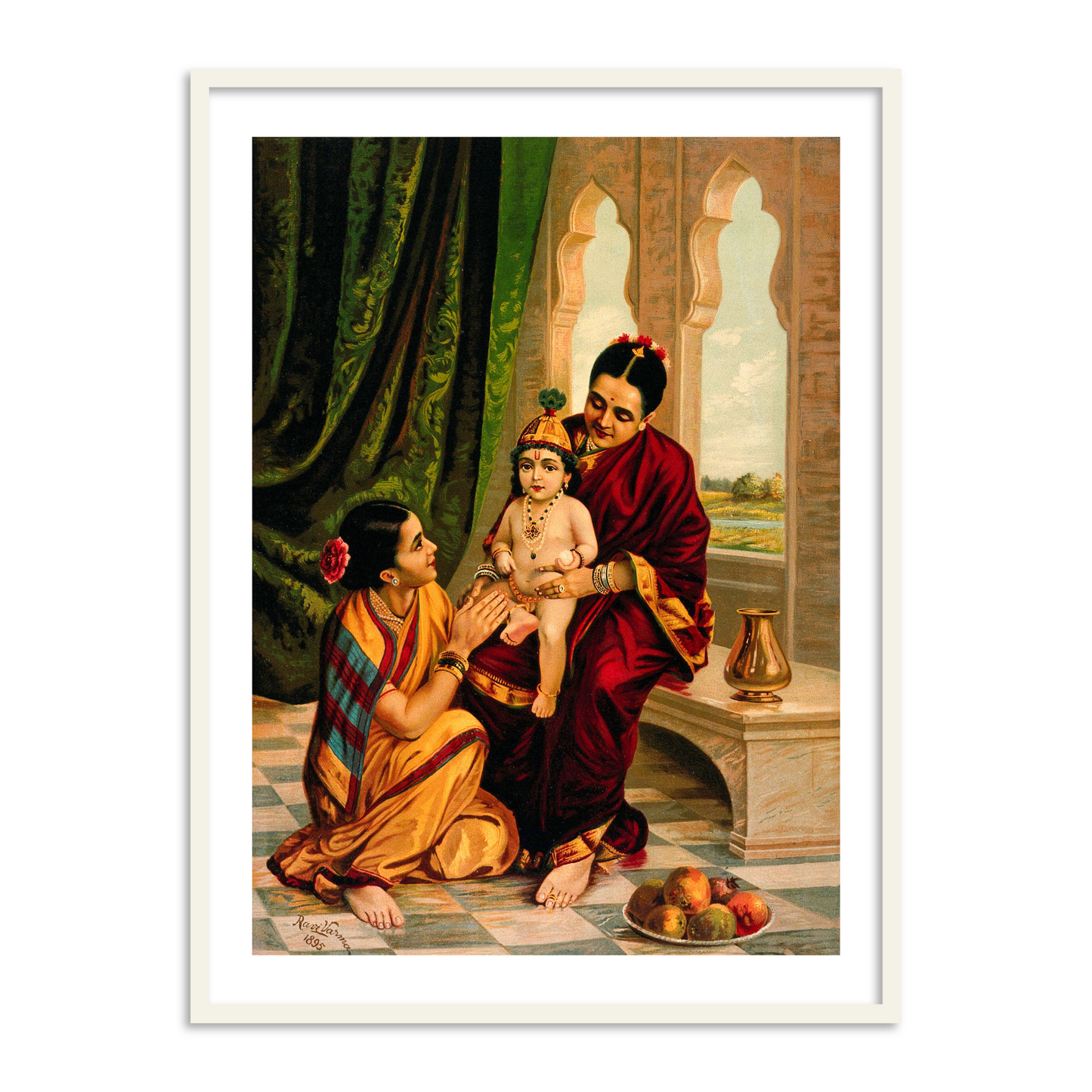 Krishna as an infant sitting on Yashoda's lap by Raja Ravi Varma  Wall Art for Home Decor