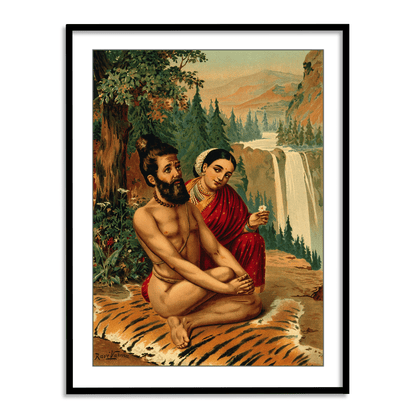 Menaka the nymph and the yogi, Vishwamitra by Raja Ravi Varma Wall Art for Decor