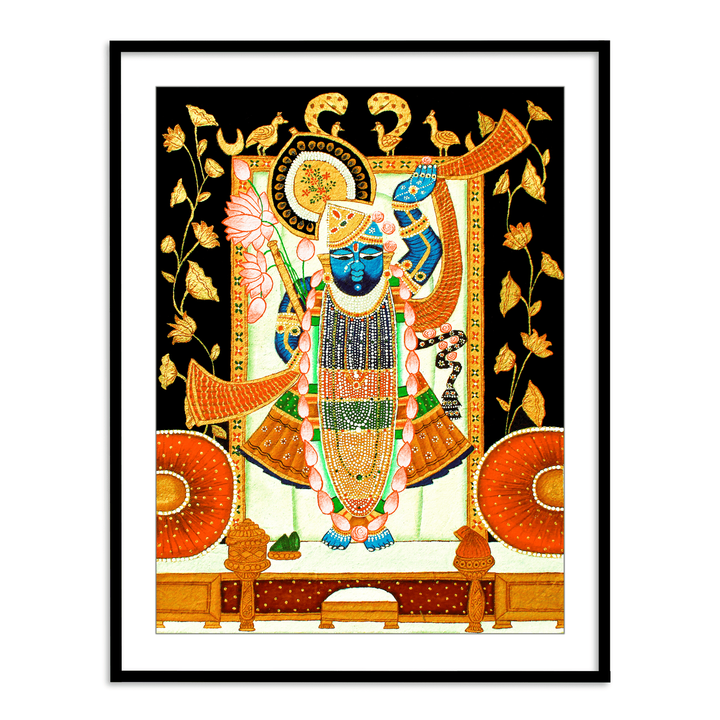 Antique Shreenath Ji Pichwai Painting | Shri Krishna Framed Art Painting Home Decor