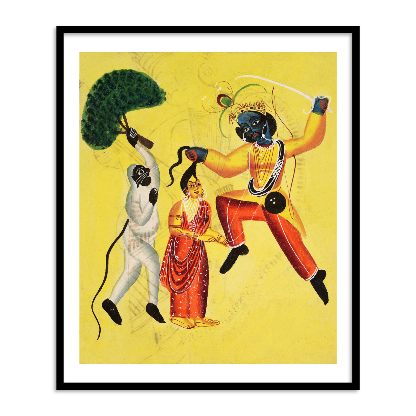 Rama and Hanuman Kailghat Framed Wall Art