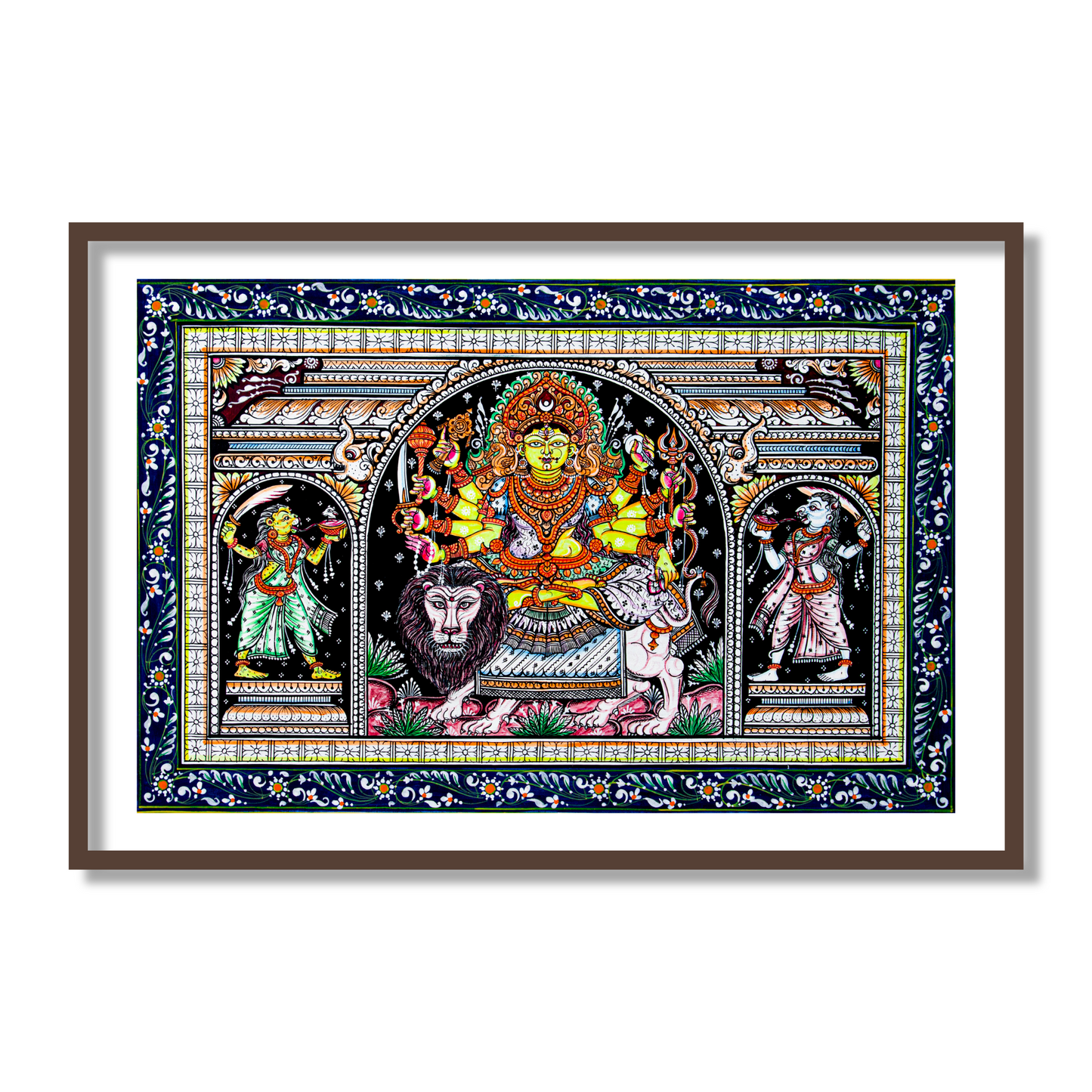 Goddess Durga Pattachitra Art Painting | Framed Wall Art Decor