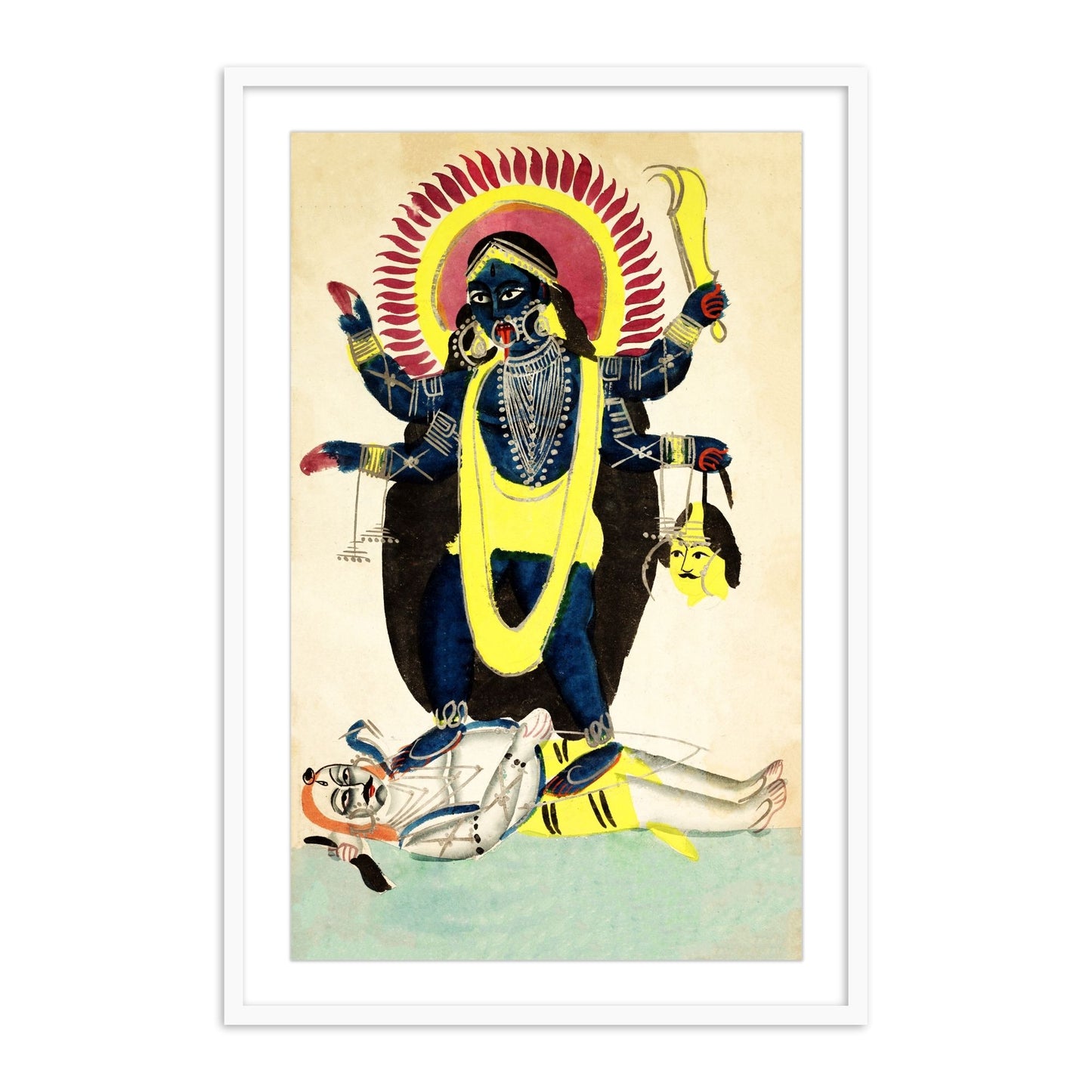 Kali Dancing on Shiva Kalighat Framed Wall Art