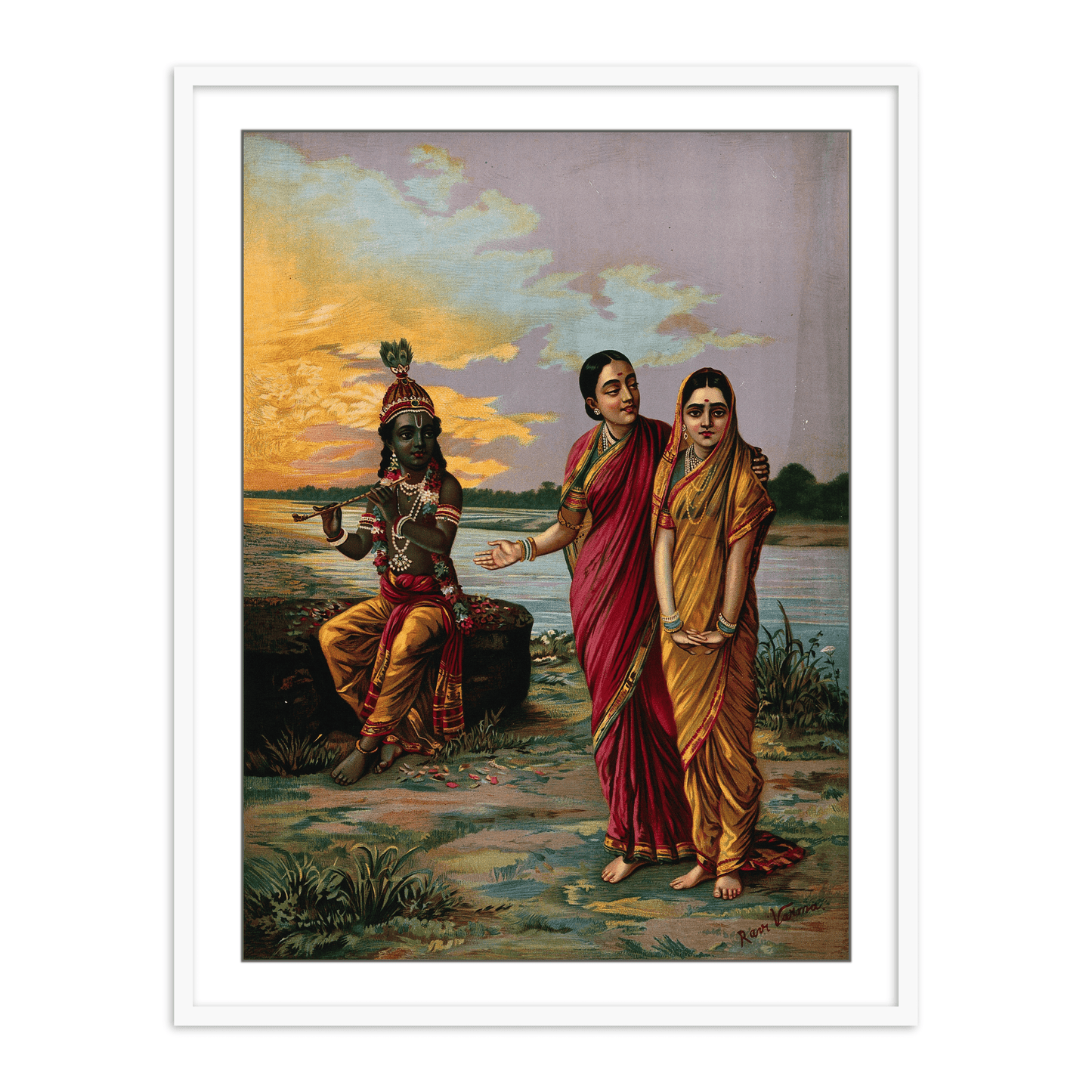 Krishna declaring his love for Radha via a confidante by Raja Ravi Varma Wall Painting for Decor