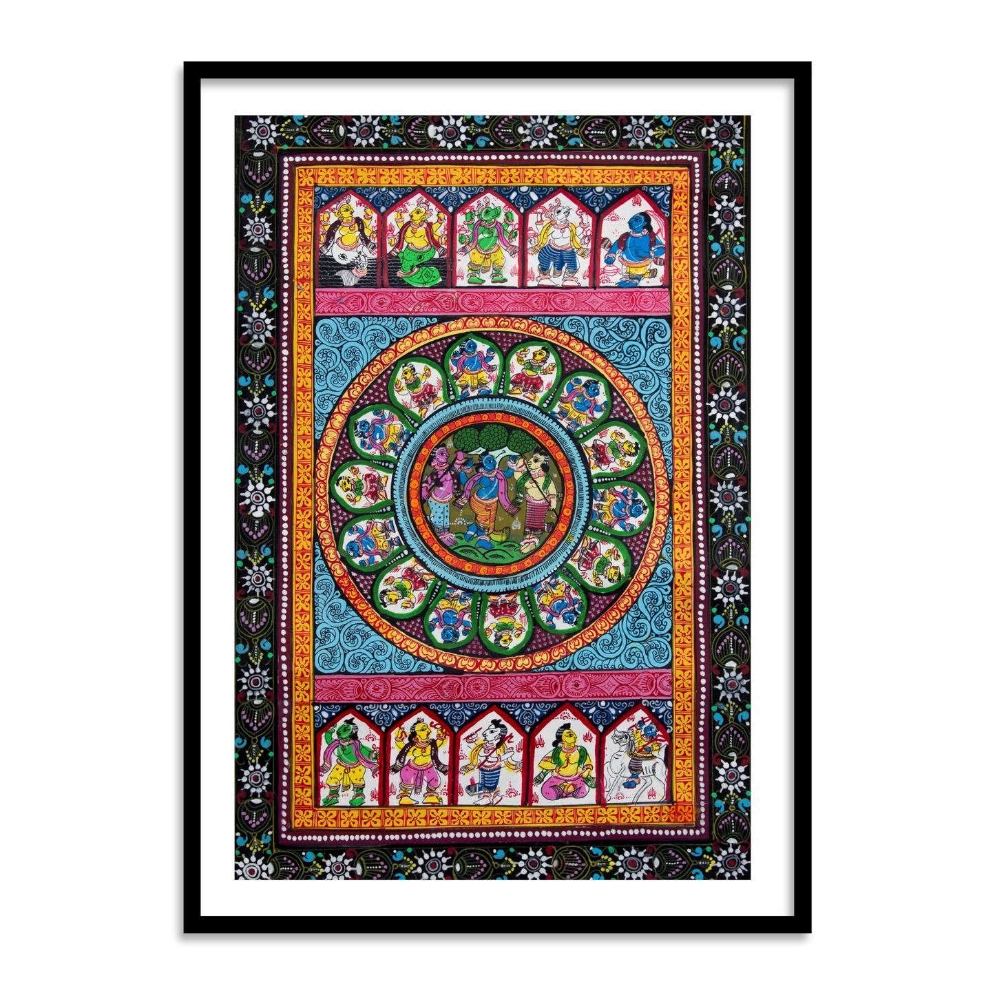 Krishna Raas Leela Pattachitra Art | Raasleela Patta Painting Framed Wall Art