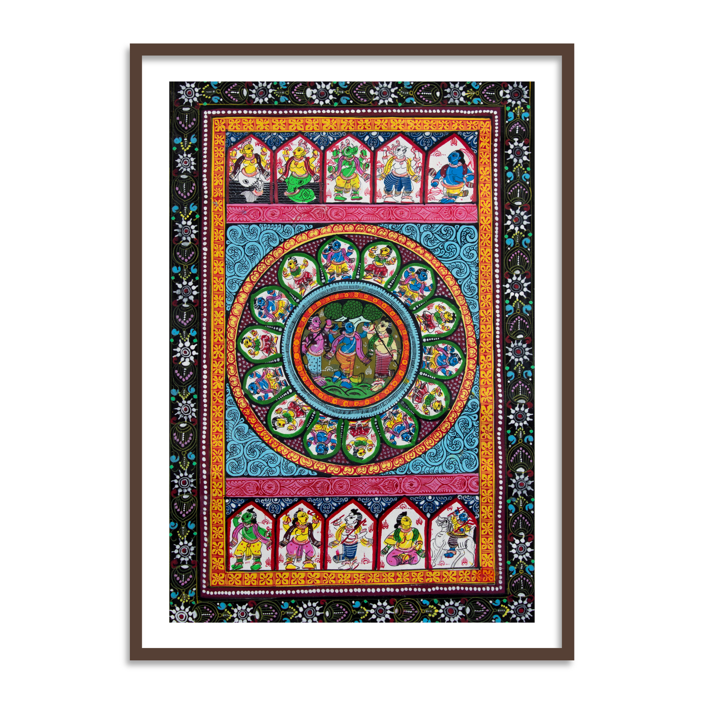 Krishna Raas Leela Pattachitra Art | Raasleela Patta Painting Framed Wall Art