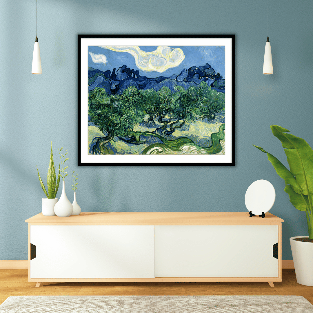 Olive Trees with the Alpilles in the Background by Vincent Van Gogh Famous Painting Wall Art