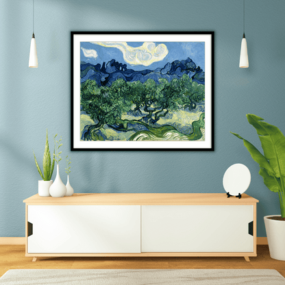 Olive Trees with the Alpilles in the Background by Vincent Van Gogh Famous Painting Wall Art