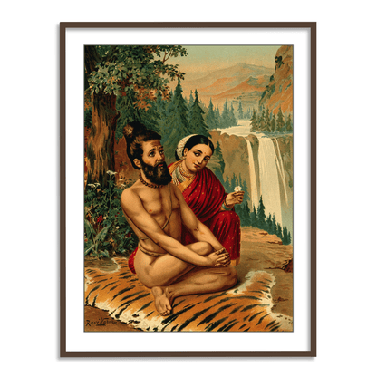 Menaka the nymph and the yogi, Vishwamitra by Raja Ravi Varma Wall Art for Decor