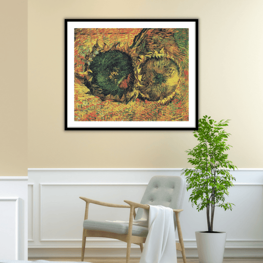 Two Cut Sunflowers by Vincent Van Gogh Famous Painting Wall Art