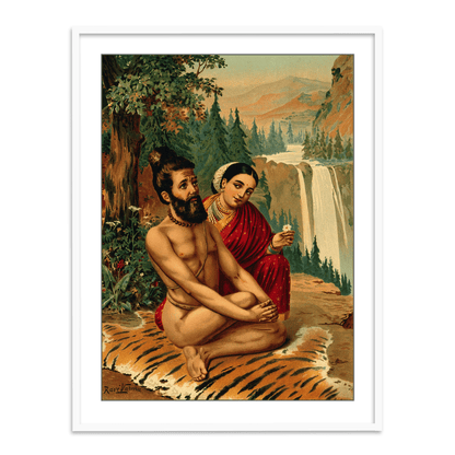 Menaka the nymph and the yogi, Vishwamitra by Raja Ravi Varma Wall Art for Decor