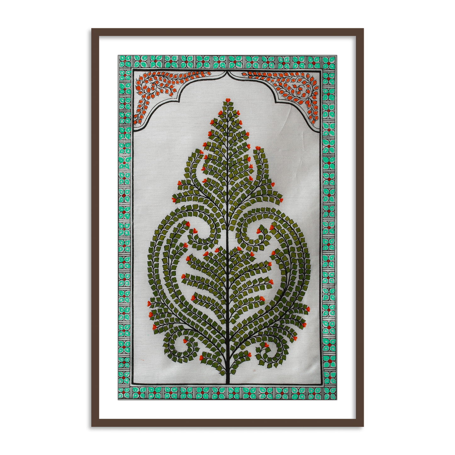 Pattachitra Tree Leaf Framed Wall Art