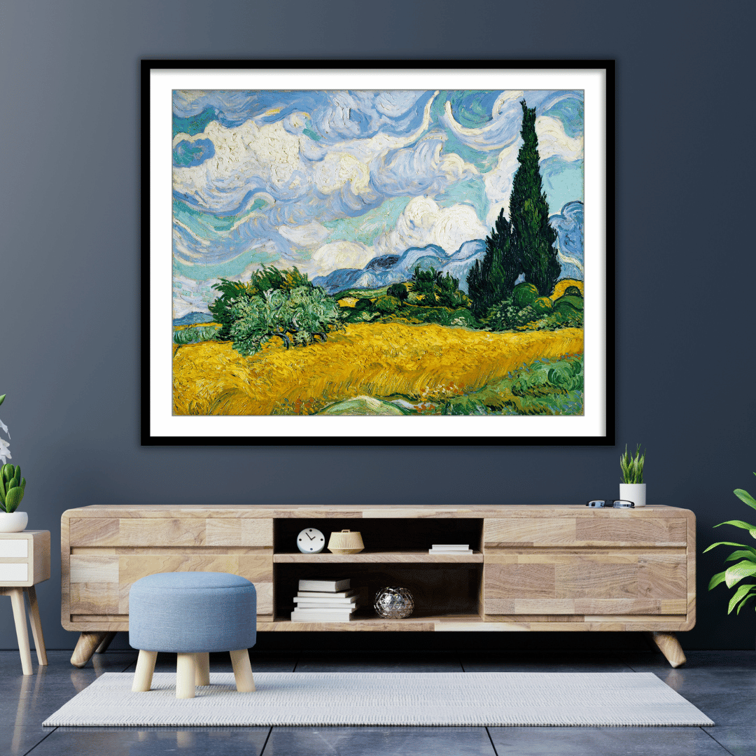 Wheat Field with Cypresses by Vincent Van Gogh Famous Painting Wall Art
