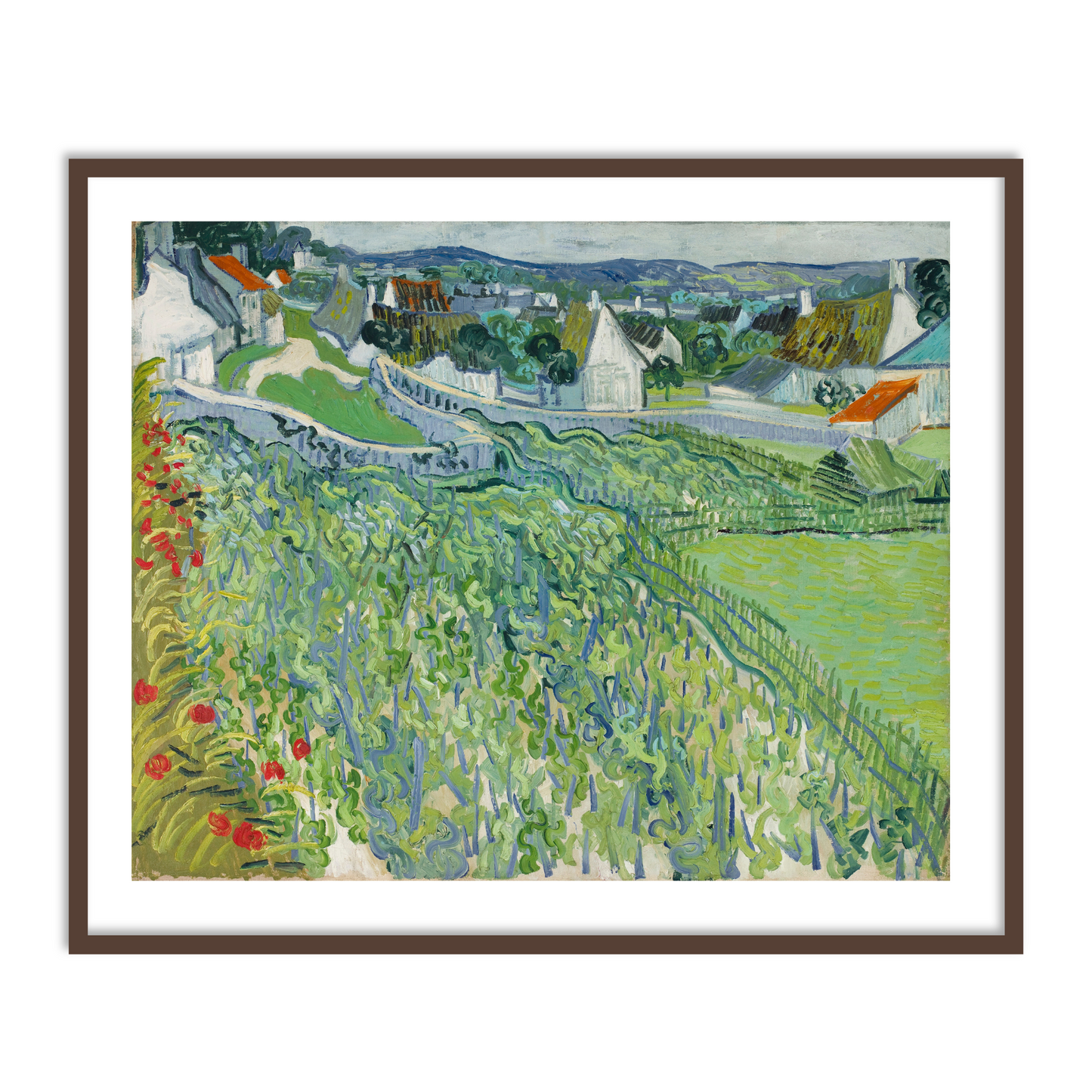 Vineyards at Auvers by Vincent Van Gogh Famous Painting Wall Art