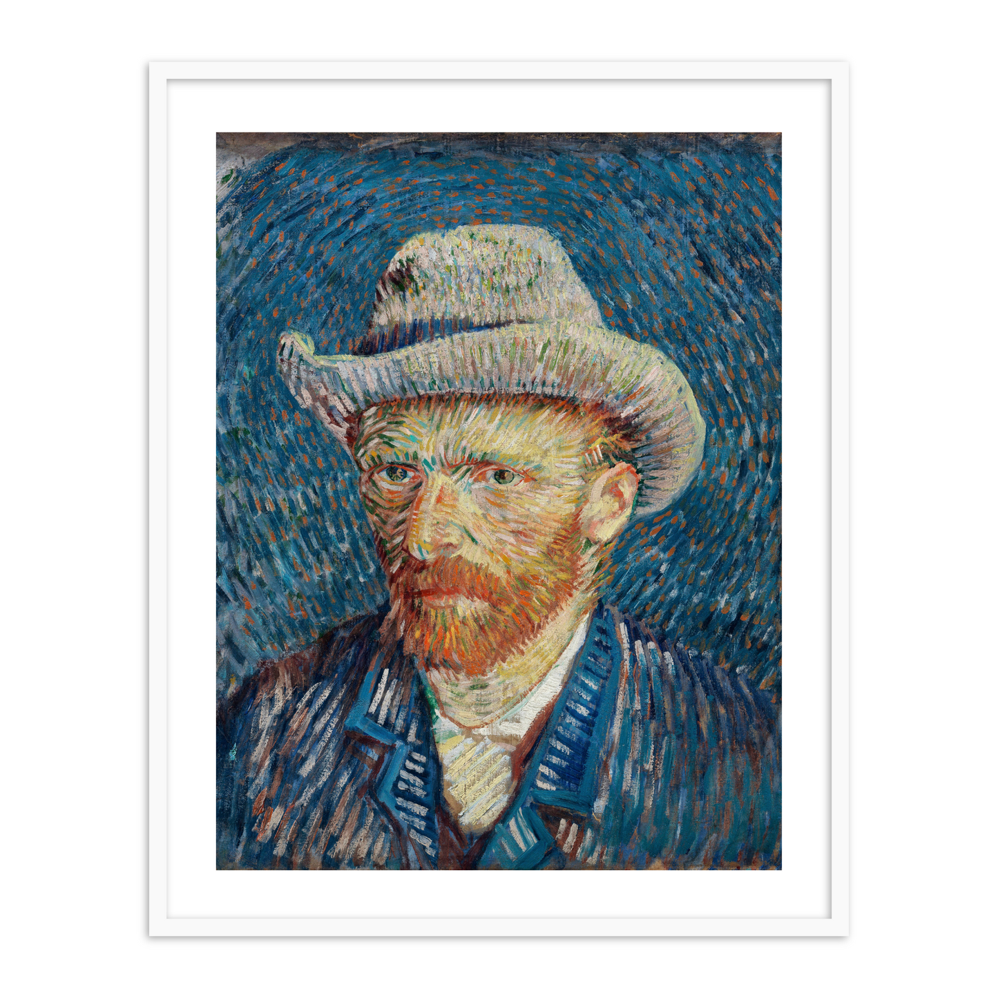 Self-Portrait with Grey Felt Hat by Vincent Van Gogh Famous Painting Wall Art